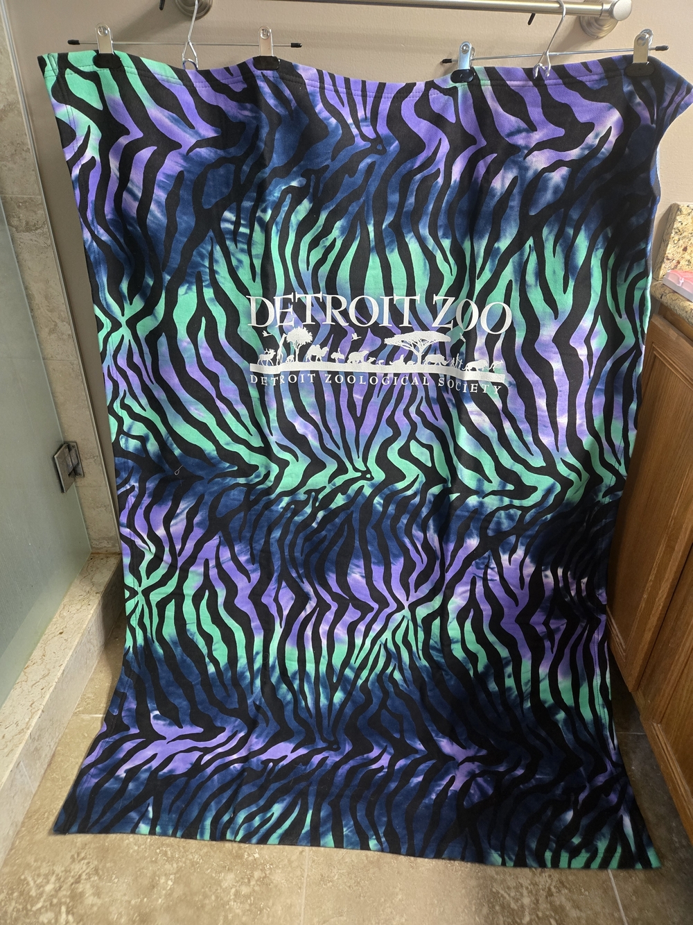 NWOT Detroit Zoo Multicolor Zebra Print 38×52 Blanket